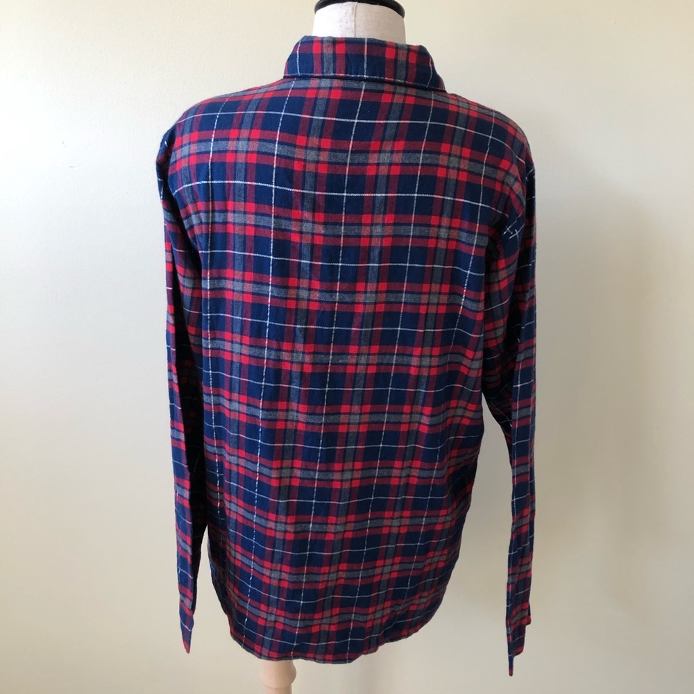 J Crew Sparkle Red Plaid Flannel Pajama Shirt top - Picture 4 of 7